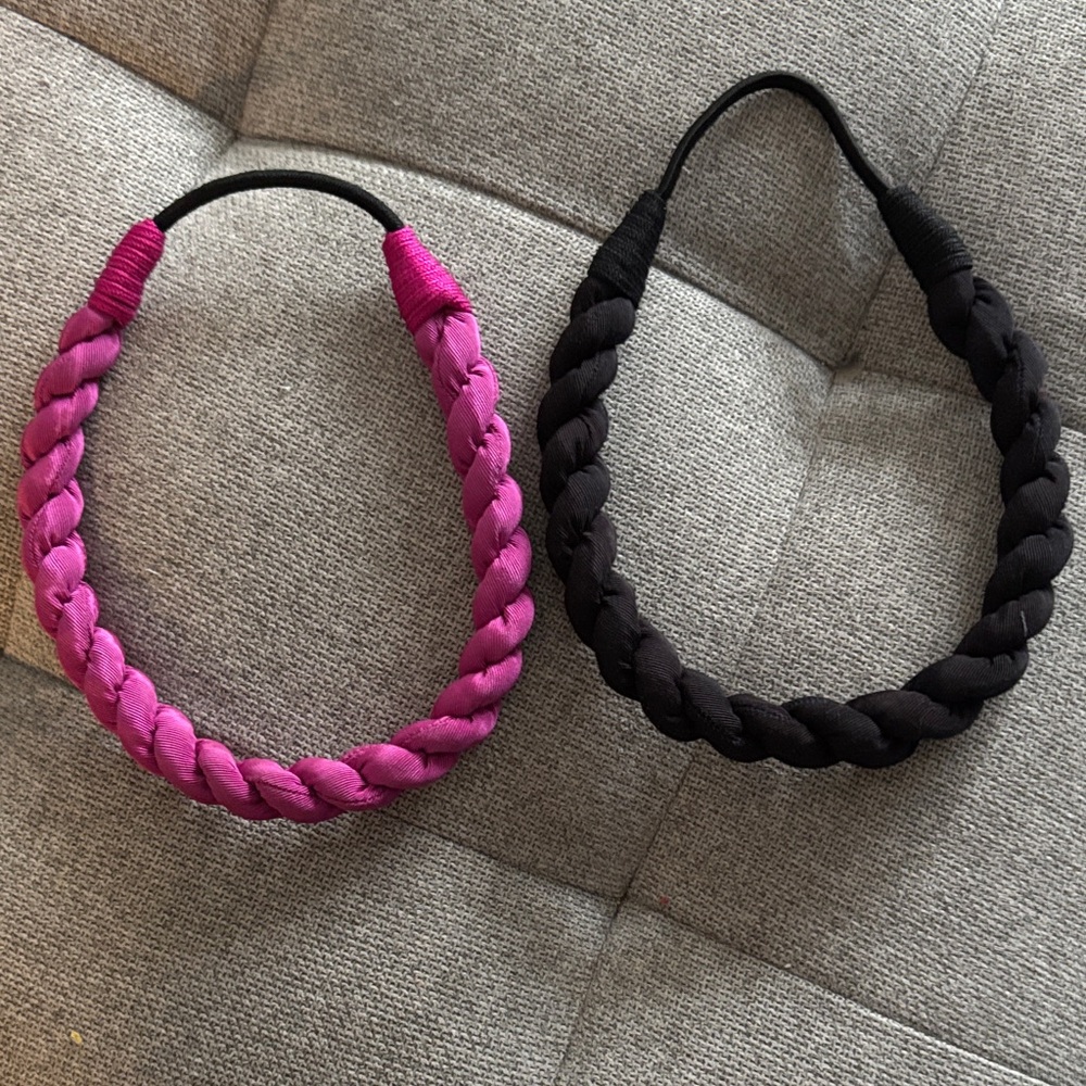 Vibrant Pink and Classic Black Braided Headbands